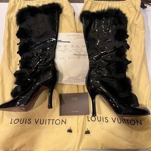 Louis Vuitton Black Balmoral Fur Pump Boots